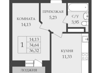 Продается однокомнатная квартира, 36.4 м2, деревня Янино-2
