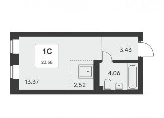 1-комнатная квартира на продажу, 23.4 м2, Новосибирск, Дзержинский район, улица Авиастроителей, 3/1