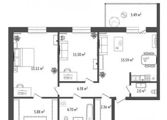 Продам 2-комнатную квартиру, 65 м2, Тюмень, Восточный округ, Широтная улица, 209к1