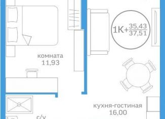 Однокомнатная квартира на продажу, 35.4 м2, Тюмень, Калининский округ