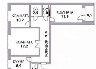 Продается 3-комнатная квартира, 61.2 м2, Кировград, 3-й микрорайон, 1