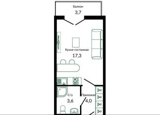 Продается квартира студия, 26 м2, Сочи, ЖК Флора, улица Искры, 66/9к1