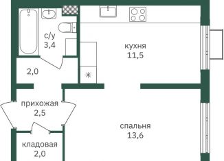 Продается квартира студия, 35 м2, Москва, жилой комплекс Зелёная Вертикаль, 4, метро Лесопарковая