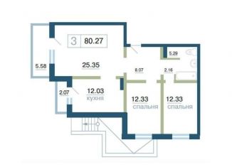 Сдается в аренду трехкомнатная квартира, 80 м2, Красноярск, улица Елены Стасовой, 48Б, ЖК Плодово-Ягодный