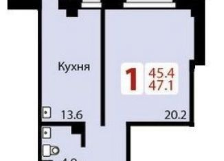 Продаю двухкомнатную квартиру, 47.1 м2, Красноярск, Соколовская улица, 76А, ЖК Радужный