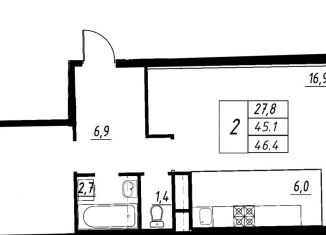 2-комнатная квартира на продажу, 46.4 м2, Красногорск, ЖК Опалиха О3