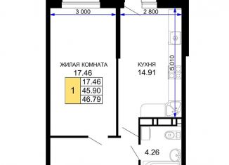 Продажа однокомнатной квартиры, 46.8 м2, Краснодар, Музыкальный микрорайон
