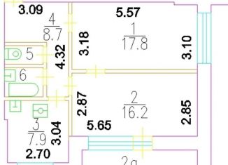 Продажа 2-комнатной квартиры, 56.9 м2, Москва, Делегатская улица, 9с1, метро Достоевская