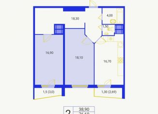 Продается двухкомнатная квартира, 78.8 м2, Санкт-Петербург, Светлановский проспект, 121к1, муниципальный округ Прометей