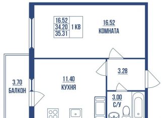 Продается 1-ком. квартира, 35.3 м2, Санкт-Петербург, ЖК Полис Приморский, проспект Авиаконструкторов, 61