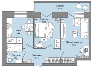 Двухкомнатная квартира на продажу, 48 м2, Ульяновск, жилой комплекс Центрополис, 4, ЖК Центрополис
