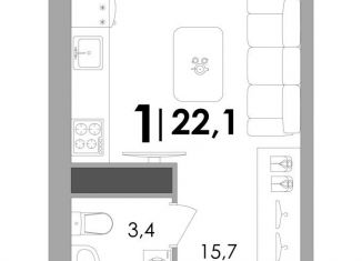 Продам квартиру студию, 22.1 м2, деревня Батино, ЖК Есенинские Поля