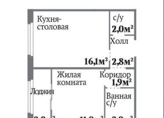 1-ком. квартира на продажу, 41.6 м2, Челябинск, Комсомольский проспект, 143, Центральный район