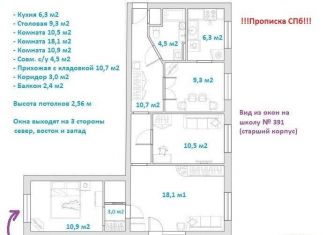 Продажа 4-комнатной квартиры, 73.3 м2, Санкт-Петербург, Школьная улица, 43, муниципальный округ Горелово