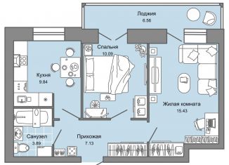 Продажа двухкомнатной квартиры, 48 м2, Ульяновск, жилой комплекс Центрополис, 4, ЖК Центрополис