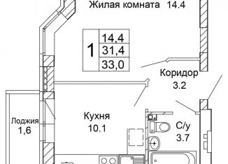 1-комнатная квартира на продажу, 33 м2, Волгоград, улица 70-летия Победы, 12, Кировский район