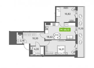 Продаю 2-ком. квартиру, 68.1 м2, Санкт-Петербург, метро Приморская