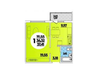 Продажа 1-комнатной квартиры, 37.4 м2, Краснодар, 3-я Целиноградская улица, 9, микрорайон Молодёжный