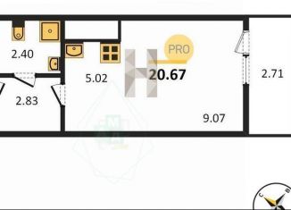 Квартира на продажу студия, 20.7 м2, Санкт-Петербург, жилой комплекс Живи в Рыбацком, к76.1, ЖК Живи в Рыбацком