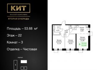 Продажа трехкомнатной квартиры, 53.7 м2, Московская область