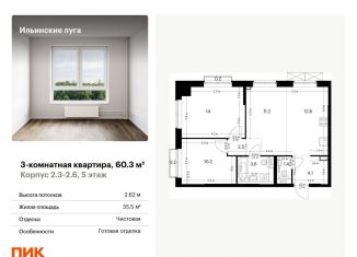 Продается трехкомнатная квартира, 60.3 м2, посёлок Ильинское-Усово, ЖК Ильинские Луга