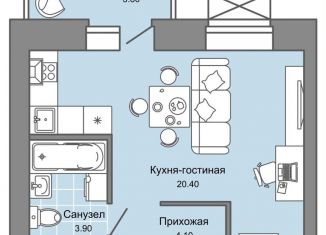 Квартира на продажу студия, 30 м2, Пермь, Дзержинский район