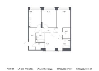 3-комнатная квартира на продажу, 84.7 м2, Москва, улица МЖД Киевское 5-й км, 5с22, станция Поклонная