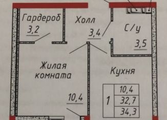 Продажа 1-комнатной квартиры, 32 м2, Ярославль, ЖК Волга Парк, улица Академика Колмогорова, 24