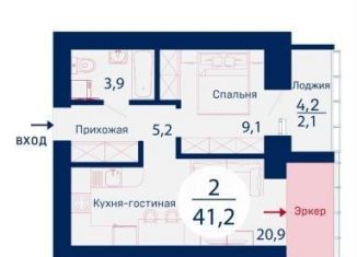 Продажа однокомнатной квартиры, 40 м2, Красноярск, улица Авиаторов, 4Е, ЖК Скандис