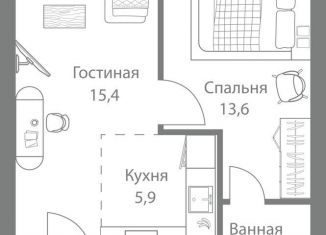 Двухкомнатная квартира на продажу, 46.1 м2, Москва, Можайский район