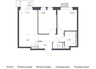 Продажа 2-комнатной квартиры, 51.5 м2, Московская область