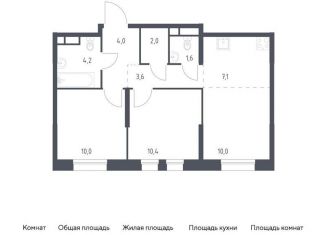 Продам двухкомнатную квартиру, 52.9 м2, Москва, метро Братиславская, жилой комплекс Квартал на воде, 2