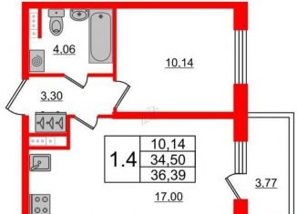 Продам 1-комнатную квартиру, 34.5 м2, Санкт-Петербург, ЖК Солнечный Город. Резиденции, проспект Ветеранов, 204