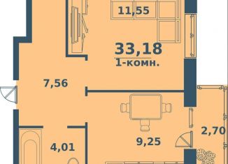 Продается 1-комнатная квартира, 33.2 м2, Ульяновск, жилой комплекс Юность, 3, ЖК Юность