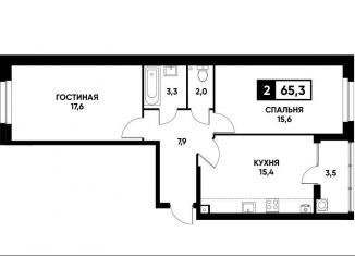 Продается двухкомнатная квартира, 65.3 м2, Ставрополь, улица Тухачевского, 33к2, микрорайон № 36