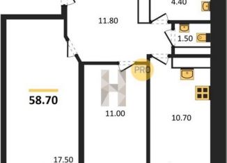 Продажа 2-комнатной квартиры, 58.7 м2, Самара, метро Спортивная, 4-й проезд, 67