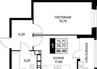 Продается однокомнатная квартира, 38.4 м2, Ростов-на-Дону, Первомайский район
