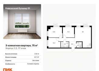 Продажа 3-комнатной квартиры, 75 м2, Москва, метро Царицыно
