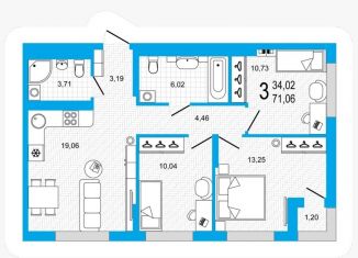 Продаю 3-комнатную квартиру, 71.1 м2, Уфа, Дёмский район