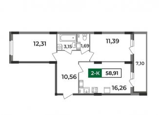 Продажа 2-комнатной квартиры, 58.9 м2, Владимирская область, Еловая улица, 11