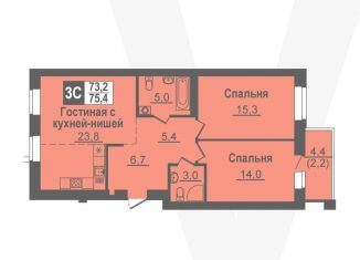 Продам 3-комнатную квартиру, 75.4 м2, Новосибирская область