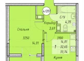 Продаю однокомнатную квартиру, 32.5 м2, посёлок городского типа Молодёжное, Парковая улица, 2