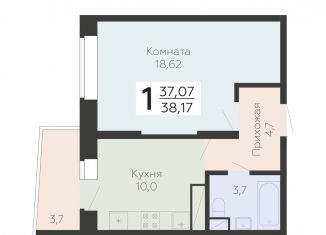 Продажа однокомнатной квартиры, 38.2 м2, Подольск, Садовая улица, 3к1
