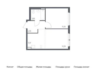Продам 1-комнатную квартиру, 38.4 м2, Москва, жилой комплекс Остафьево, к22