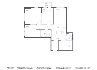 Продаю трехкомнатную квартиру, 90.4 м2, Москва, жилой комплекс Остафьево, к22