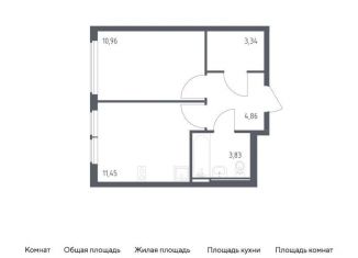 Продам 1-комнатную квартиру, 34.4 м2, село Остафьево, жилой комплекс Остафьево, к22