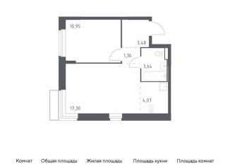 1-комнатная квартира на продажу, 40.8 м2, поселение Филимонковское, жилой комплекс Квартал Марьино, к2