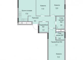 Продаю трехкомнатную квартиру, 82.8 м2, Казань