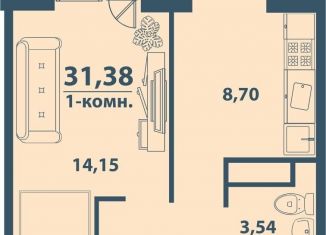 1-ком. квартира на продажу, 31.4 м2, Ульяновск, ЖК Заря, улица Варейкиса, 42