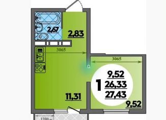 Продаю 1-ком. квартиру, 27.4 м2, Ростов-на-Дону, ЖК Суворовский